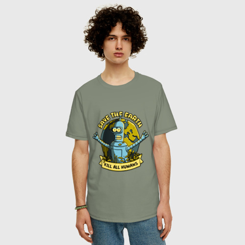 Мужская футболка хлопок Oversize Bendеr, цвет авокадо - фото 3