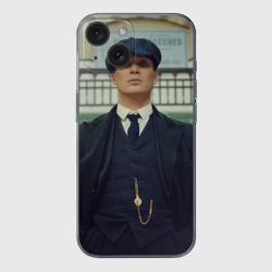 Чехол для iPhone 15 силиконовый с защитой камеры Томас Шелби позирует