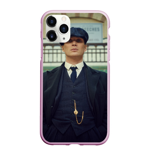 Чехол для iPhone 11 Pro Max матовый Томас Шелби позирует, цвет розовый