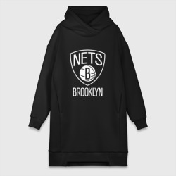 Платье-худи хлопок Бруклин Нетс логотип