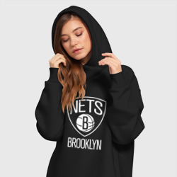 Платье-худи хлопок Бруклин Нетс логотип - фото 2
