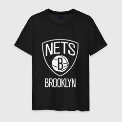 Мужская футболка хлопок Бруклин Нетс логотип