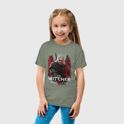 Детская футболка хлопок Ведьмак Геральт кошмар волка, цвет авокадо - фото 5