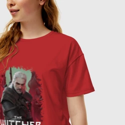 Женская футболка хлопок Oversize Ведьмак Геральт кошмар волка - фото 2