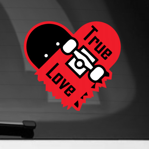 Наклейка на автомобиль с принтом True love skateboarding, вид спереди №1