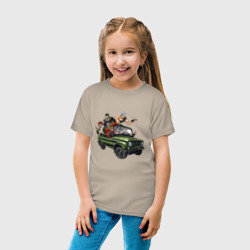 Детская футболка хлопок Персонажи жожо едут на уазике джо джо - фото 2
