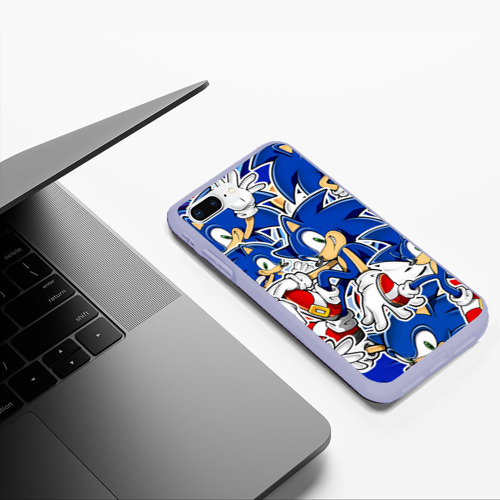 Чехол для iPhone 7Plus/8 Plus матовый Sonic паттерн Соник, цвет светло-сиреневый - фото 5