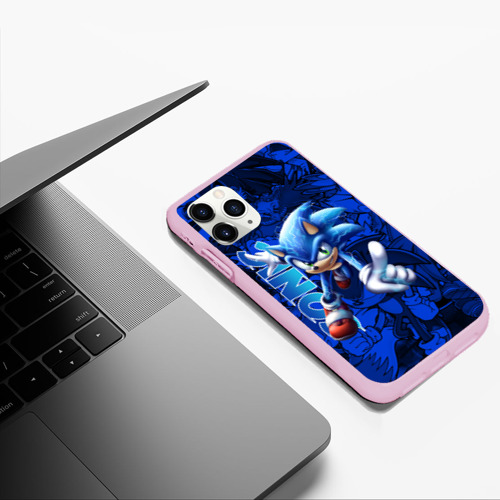 Чехол для iPhone 11 Pro Max матовый Sonic logo Соник лого, цвет розовый - фото 5