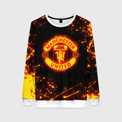 Женский свитшот 3D Манчестер Юнайтед огненный лого