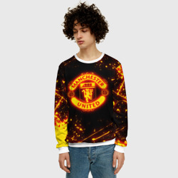 Мужской свитшот 3D Манчестер Юнайтед огненный лого - фото 2