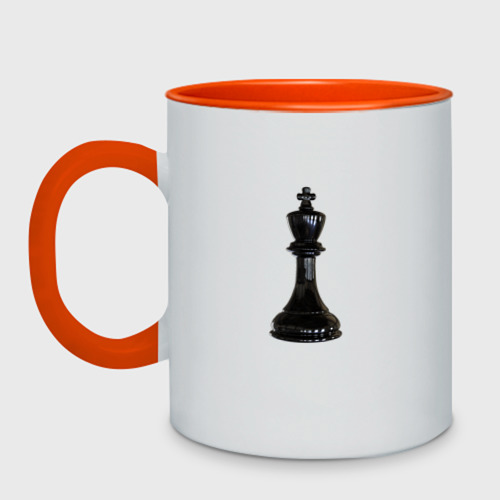 Кружка двухцветная с принтом Шахматная фигура Чёрный король, вид спереди #2
