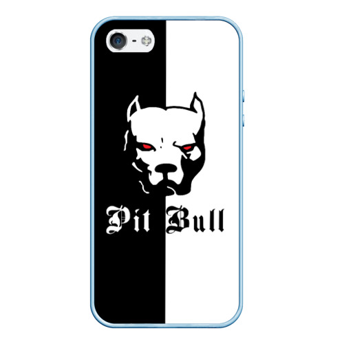 Чехол для iPhone 5/5S матовый Pit Bull боец, цвет голубой