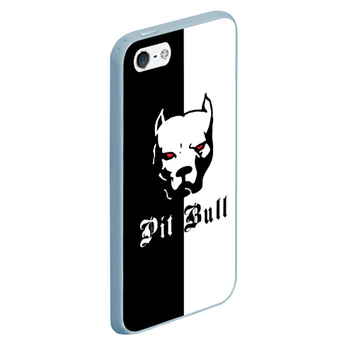 Чехол для iPhone 5/5S матовый Pit Bull боец, цвет голубой - фото 3