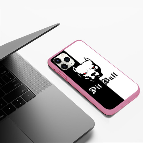 Чехол для iPhone 11 Pro Max матовый Pit Bull боец, цвет малиновый - фото 5