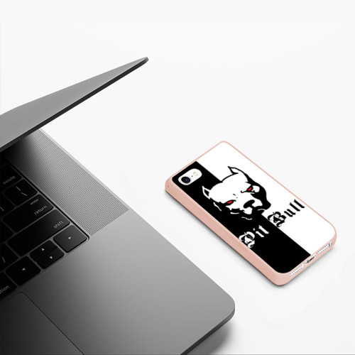 Чехол для iPhone 5/5S матовый Pit Bull боец, цвет светло-розовый - фото 5