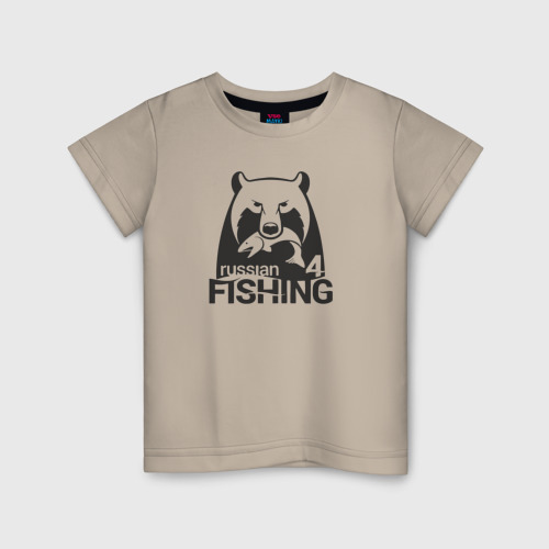 Детская футболка хлопок с принтом Русская рыбалка 4, вид спереди #2