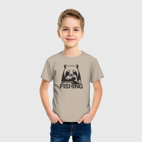 Детская футболка хлопок с принтом Русская рыбалка 4, фото на моделе #1