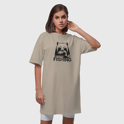 Платье-футболка хлопок Русская рыбалка 4, цвет миндальный - фото 5
