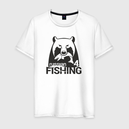 Мужская футболка из хлопка с принтом Русская рыбалка 4, вид спереди №1