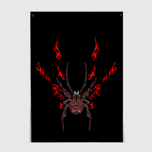 Постер Красно белый паук