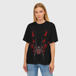 Женская футболка oversize 3D Красно белый паук - фото 2