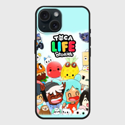 Чехол силиконовый для Apple iPhone 15 матовый Toca Boca Тока Бока все персонажи игры