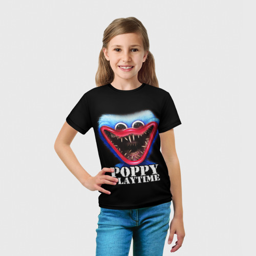 Детская футболка 3D с принтом Poppy Playtime Хагги Вагги, вид сбоку #3
