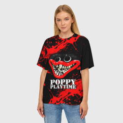 Женская футболка oversize 3D Хагги Вагги Poppy Playtime - фото 2