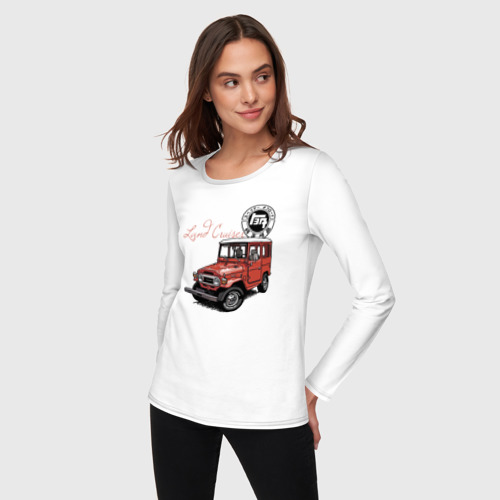 Женский лонгслив хлопок Toyota Land Cruiser Retro, цвет белый - фото 3