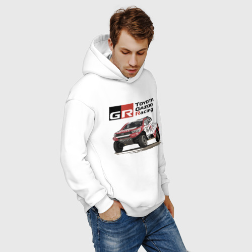 Мужское худи Oversize хлопок Toyota Gazoo racing team, Finland motorsport, цвет белый - фото 7