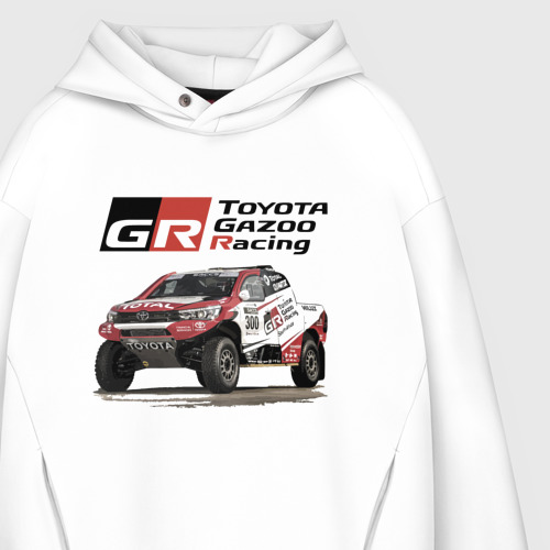 Мужское худи Oversize хлопок Toyota Gazoo racing team, Finland motorsport, цвет белый - фото 4