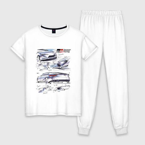 Женская пижама хлопок Toyota Gazoo racing - sketch, цвет белый