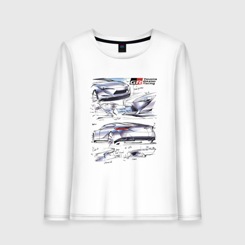 Женский лонгслив хлопок Toyota Gazoo racing - sketch, цвет белый