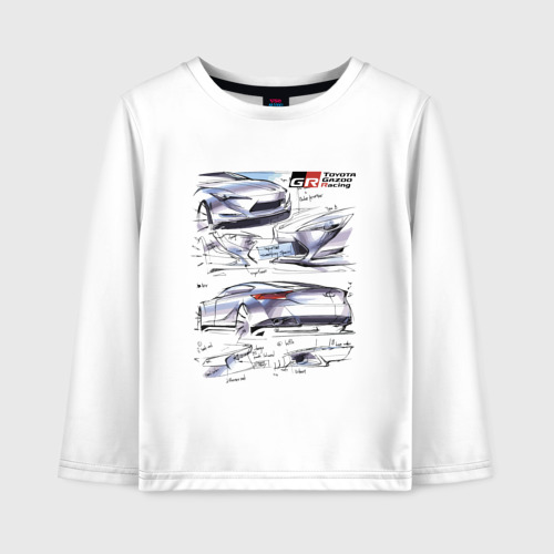 Детский лонгслив хлопок Toyota Gazoo racing - sketch, цвет белый
