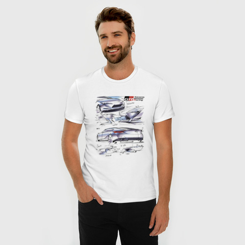 Мужская футболка хлопок Slim с принтом Toyota Gazoo racing - sketch, фото на моделе #1
