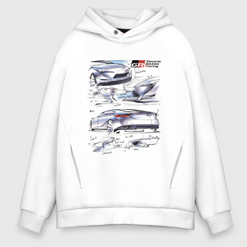 Мужское худи Oversize хлопок Toyota Gazoo racing - sketch, цвет белый