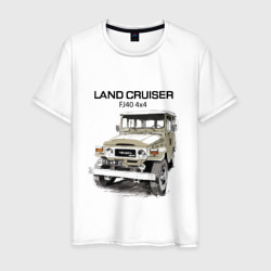 Мужская футболка хлопок Toyota Land Cruiser FJ 40 4X4 sketch