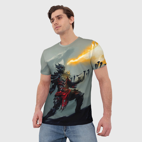 Мужская футболка 3D с принтом Dragonborne is here, фото на моделе #1