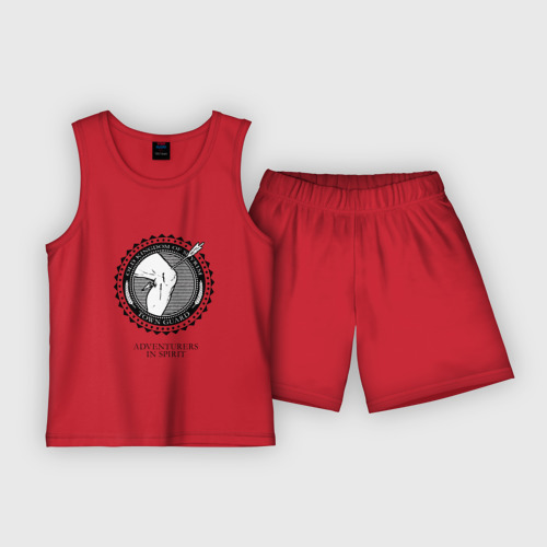 Детская пижама с шортами хлопок Клуб любителей приключений, цвет красный