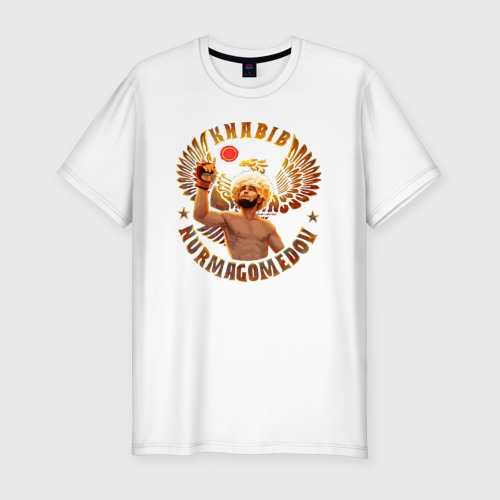 Мужская футболка хлопок Slim Khabib Nurmagomedov Art, цвет белый