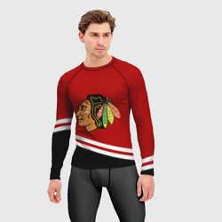 Мужской рашгард 3D Chicago Blackhawks, NHL - фото 2