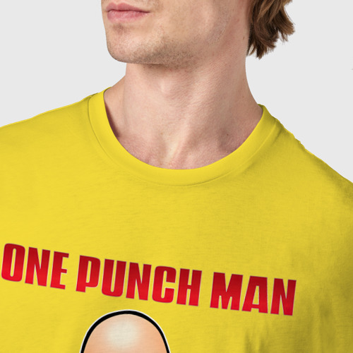 Мужская футболка хлопок Сайтама безразличие One Punch-Man, цвет желтый - фото 6