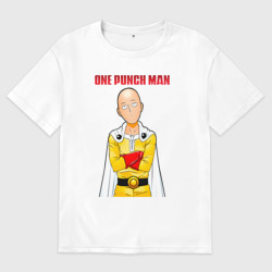 Мужская футболка хлопок Oversize Сайтама безразличие One Punch-Man