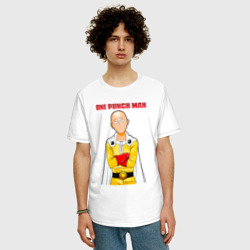 Мужская футболка хлопок Oversize Сайтама безразличие One Punch-Man - фото 2