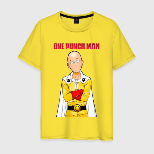 Мужская футболка хлопок Сайтама безразличие One Punch-Man, цвет желтый