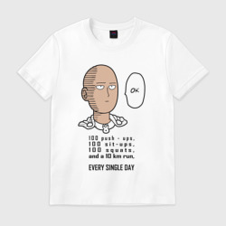 Мужская футболка хлопок Список тренировки Сайтама One Punch-Man