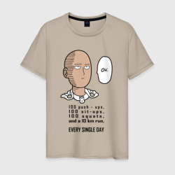 Мужская футболка хлопок Список тренировки Сайтама One Punch-Man