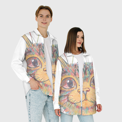 Мужская рубашка oversize 3D с принтом A 018 Цветной кот, фото #4