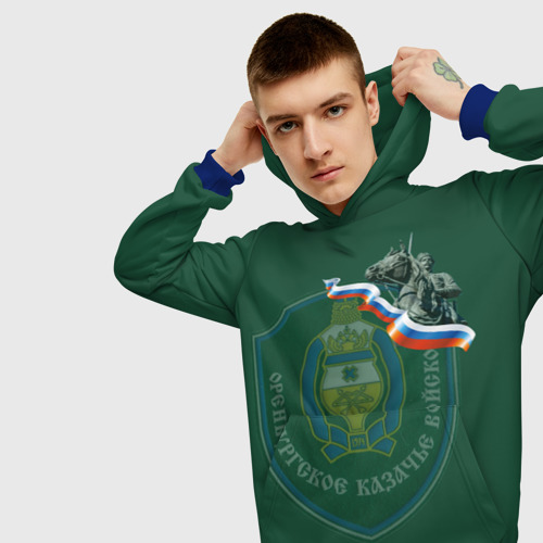 Мужская толстовка 3D с принтом Оренбургское казачество 3D Эмблема и герб РФ, вид сбоку #3