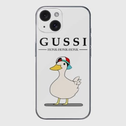 Чехол для iPhone 15 силиконовый с защитой камеры Gussi honk baby